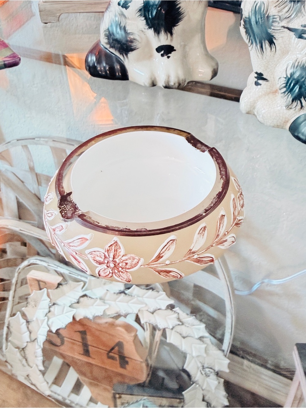 Mid-century Bohemian Czech Encased Glass Ashtray with Neutral Colors - Picture 11 of 17